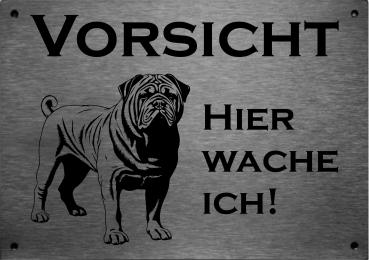 Edelstahl Warnschild Shar Pei VORSICHT Hier wache ich!